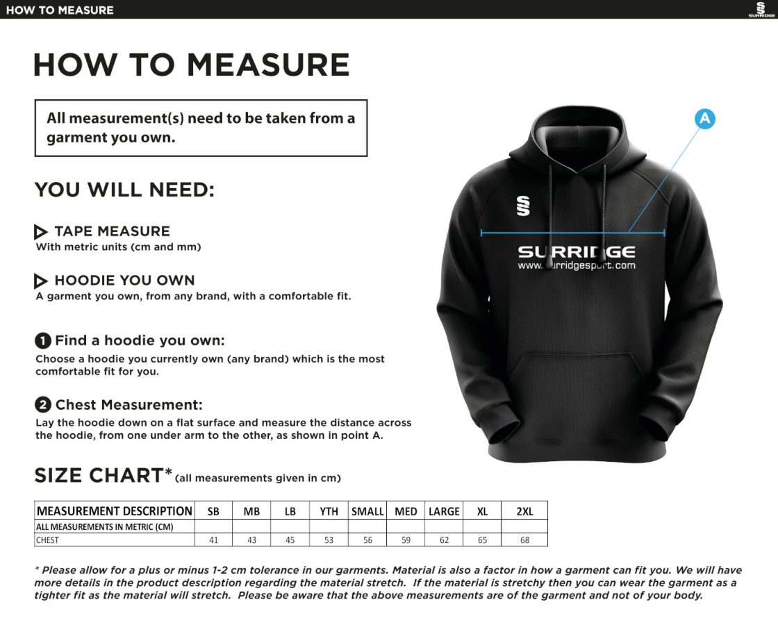 Frydays Academy Blade Hoody - Size Guide