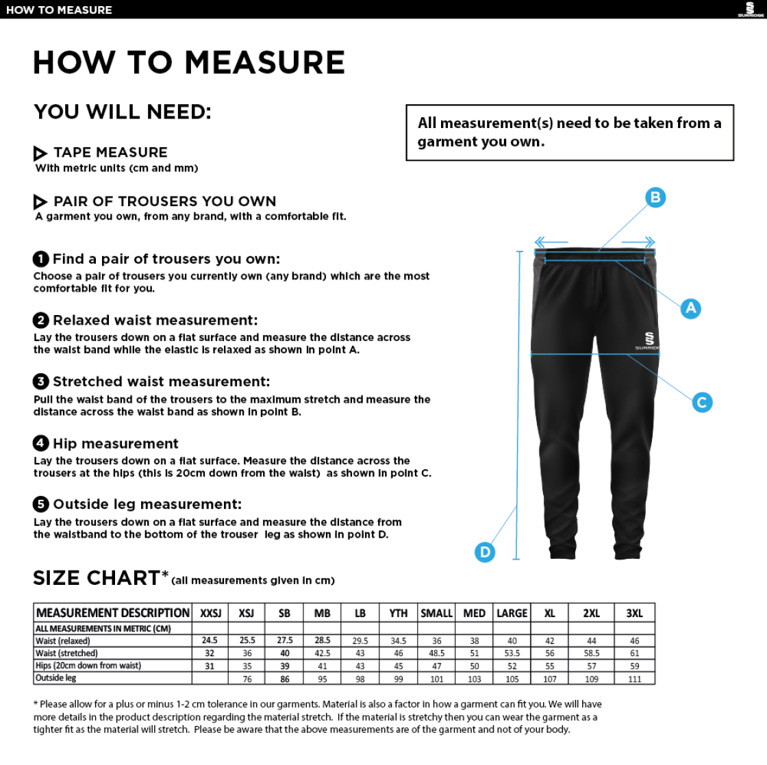 Frydays Academy Tek Slim Pant - Size Guide